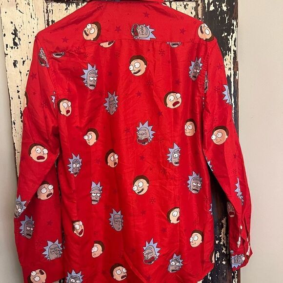 NWT Rick And Morty Adult Swim Suitmeister Holiday Christmas Button down. Men’s L - Picture 2 of 10